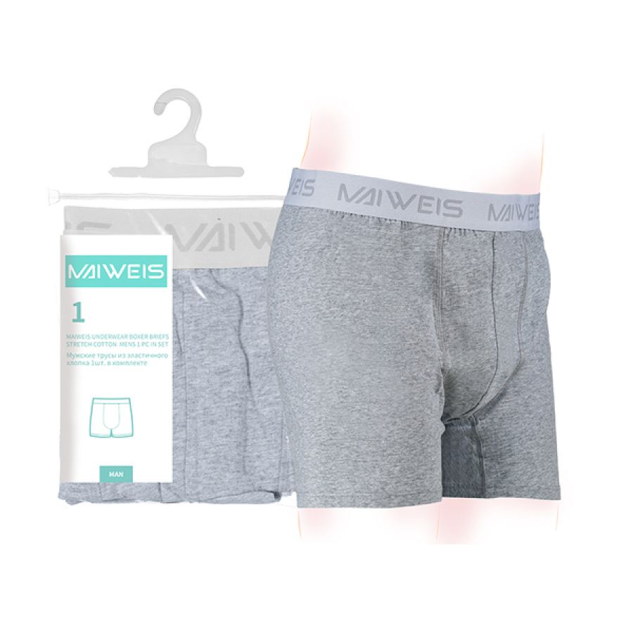 Мужское нижнее белье Maivis из чистого хлопка, одиночная упаковка, серое L/английская и русская версия 